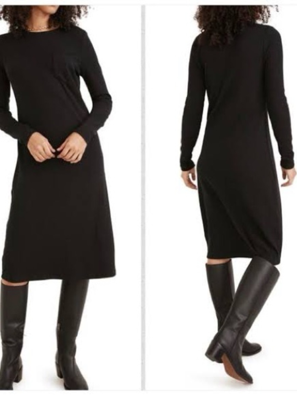 Madewell Long-Sleeve Pocket Tee Midi Dress NWT